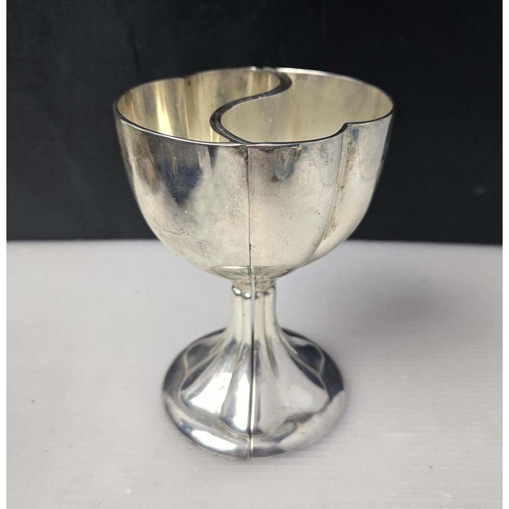 Vintage Silver Plate Goblets Vase Compote Split Heart Yin Yang Design Hordon